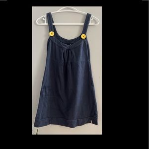 Dress: blue, petite style, has yellow buttons at top, Size: XS